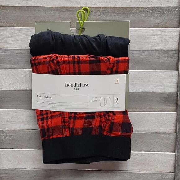 Men's Plaid Boxer Briefs 2pk | Goodfellow & Co | Small (28/30) - Picture 1 of 6